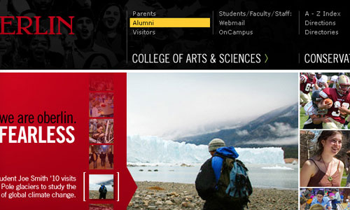 Oberlin College website graphic